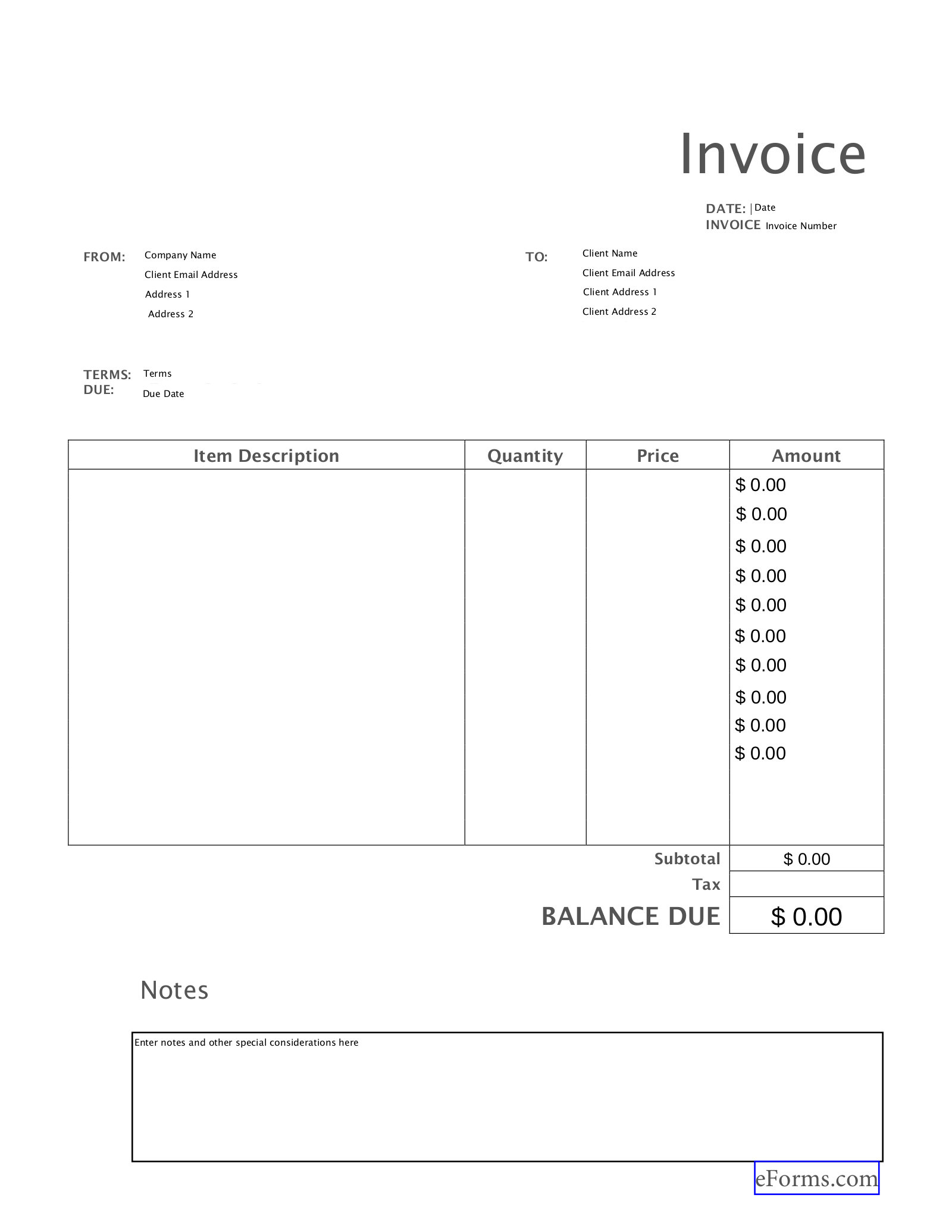 Free Printable Service Invoice Template