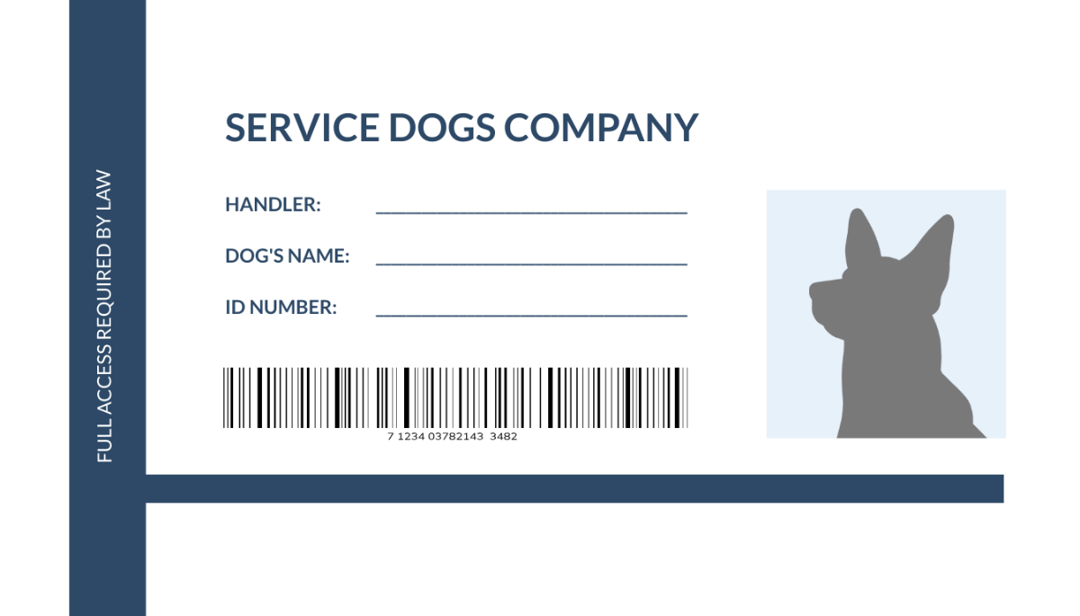 Free Printable Service Dog Id Card Template
