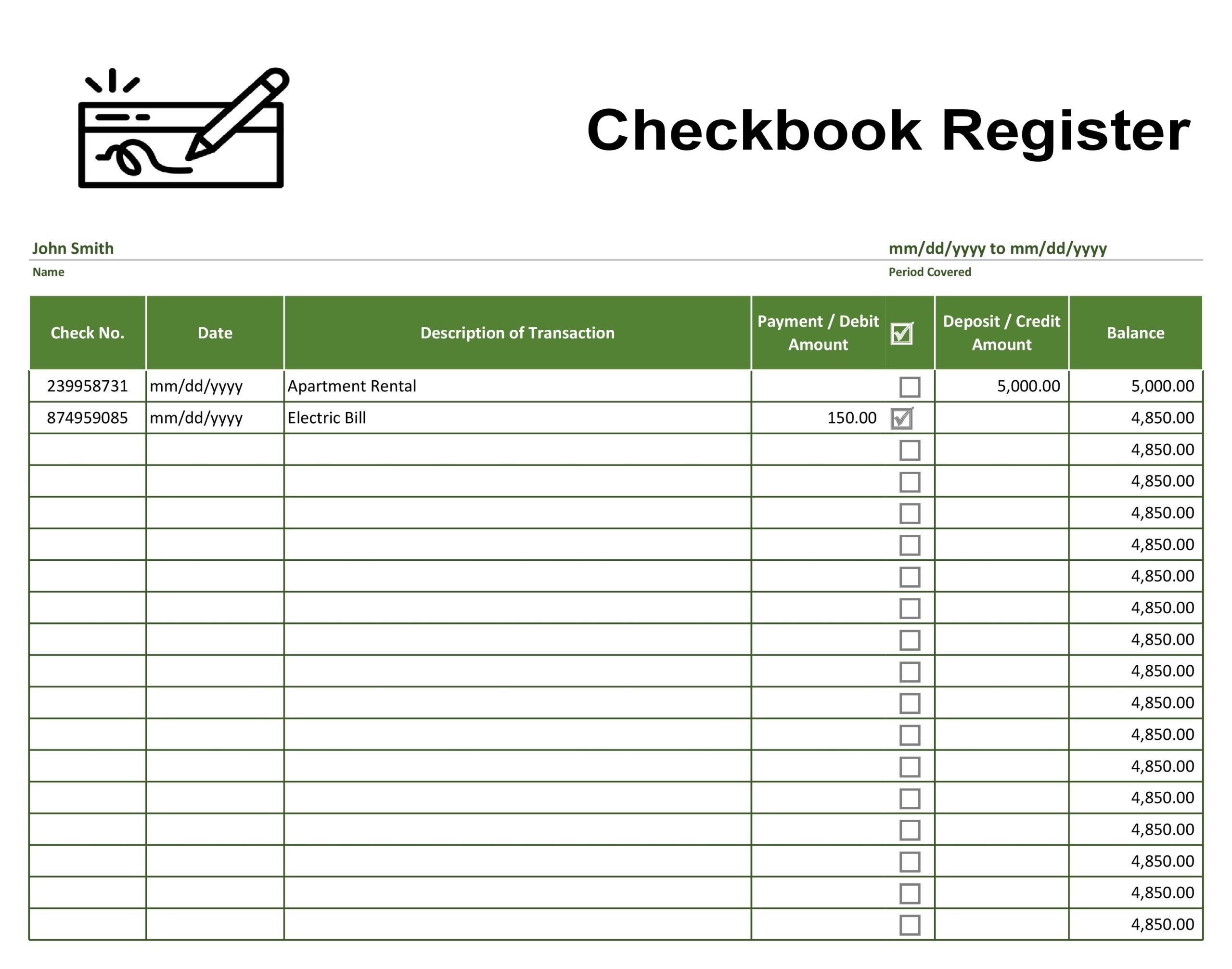 39 Checkbook Register Templates 100 Free Printable TemplateLab 39 Checkbook Register Templates 100 Free Printable TemplateLab
