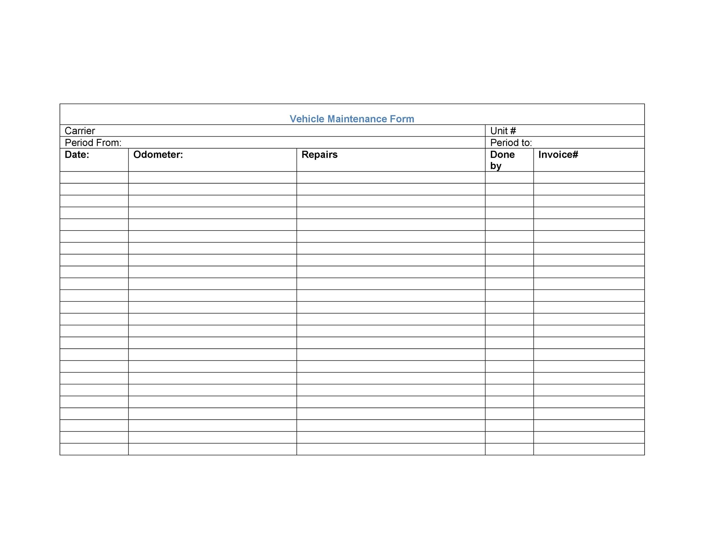 43 Printable Vehicle Maintenance Log Templates TemplateLab 43 Printable Vehicle Maintenance Log Templates TemplateLab