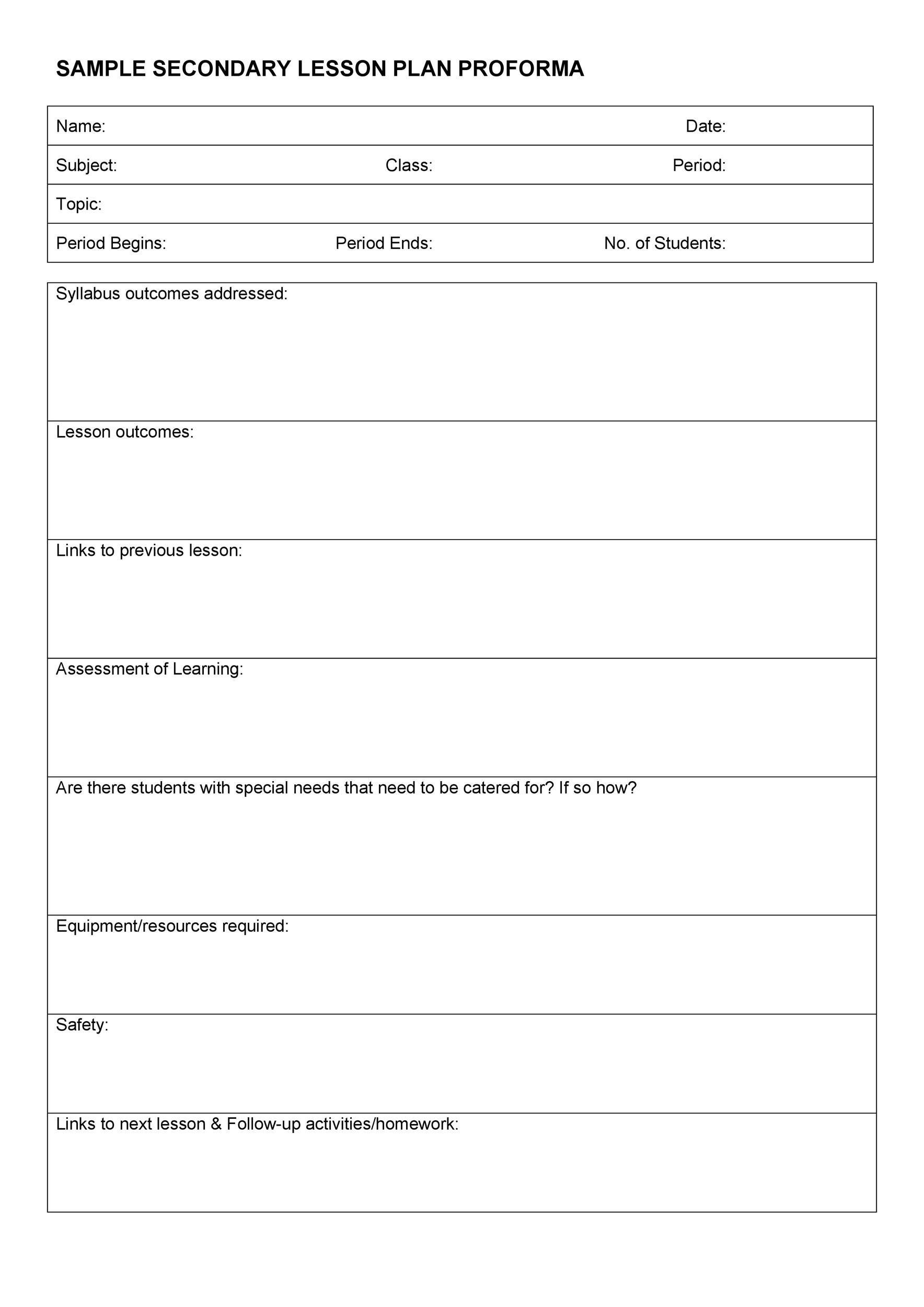 Lesson Plan Templates Free Printable