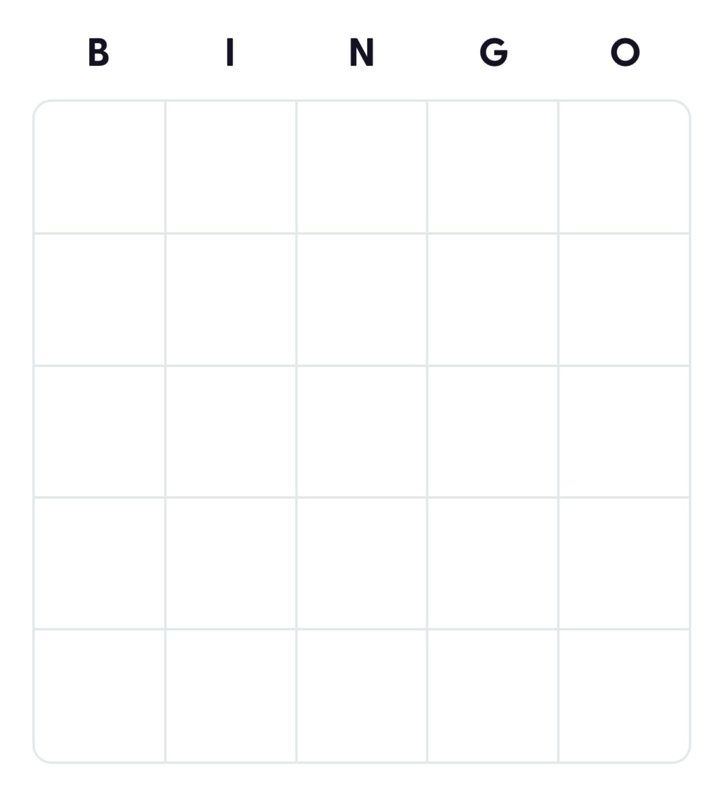 Printable Bingo Card Templates Free