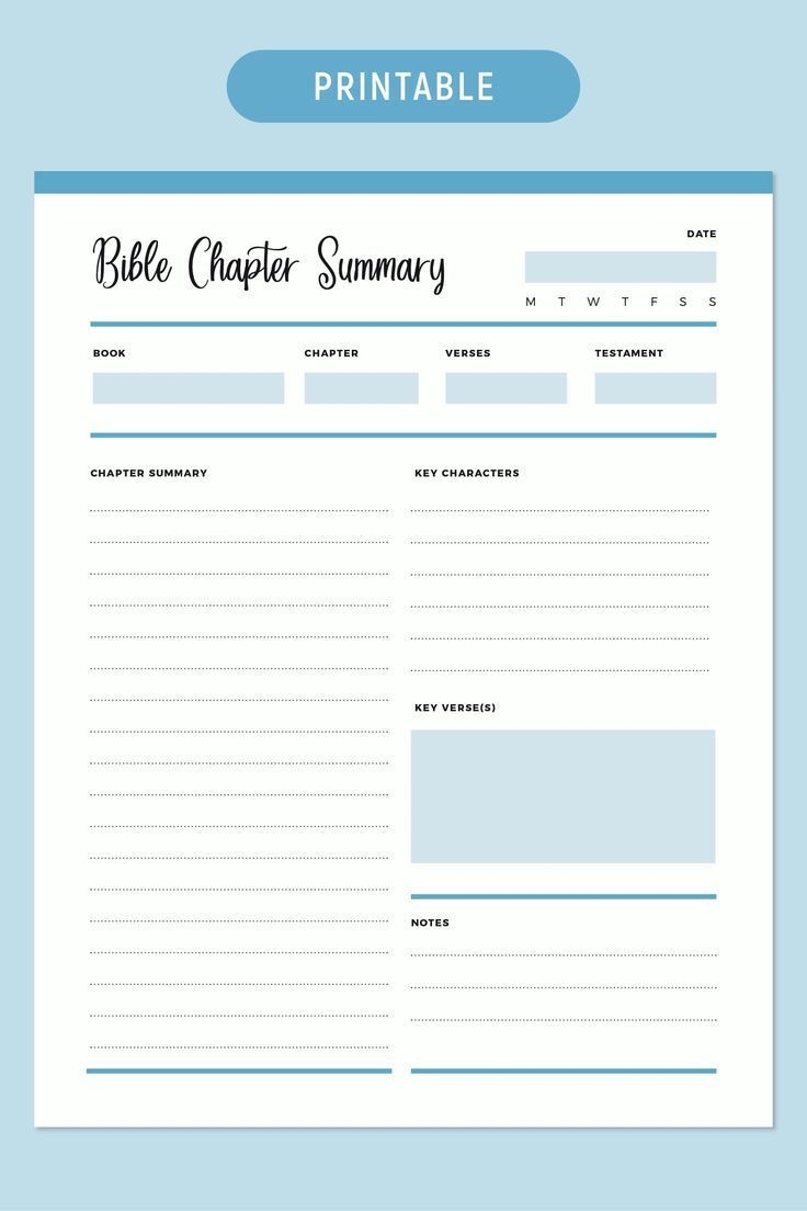 Bible Chapter Summary Template