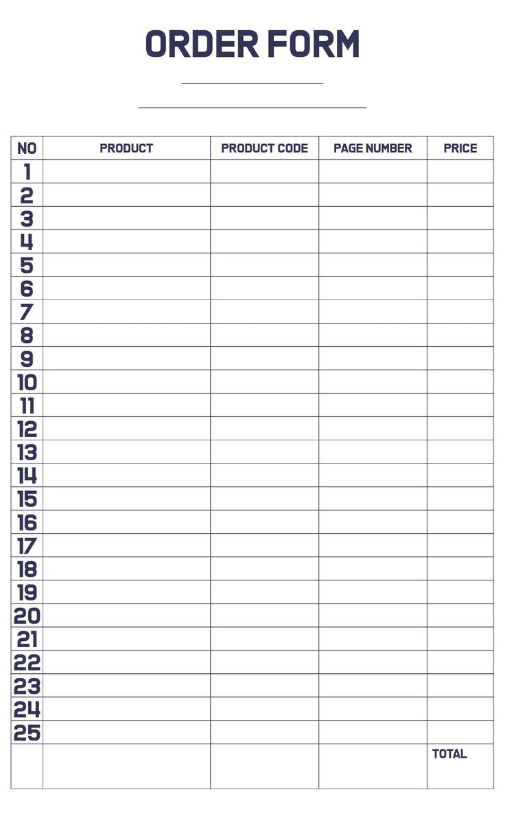 Free Printable Order Form Templates