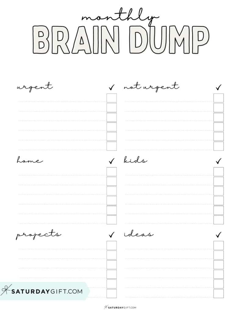 Brain Dump Worksheet 23 Cute Free Printables 