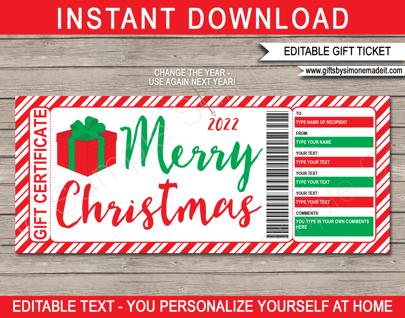 Free Printable Gift Certificates Templates Christmas