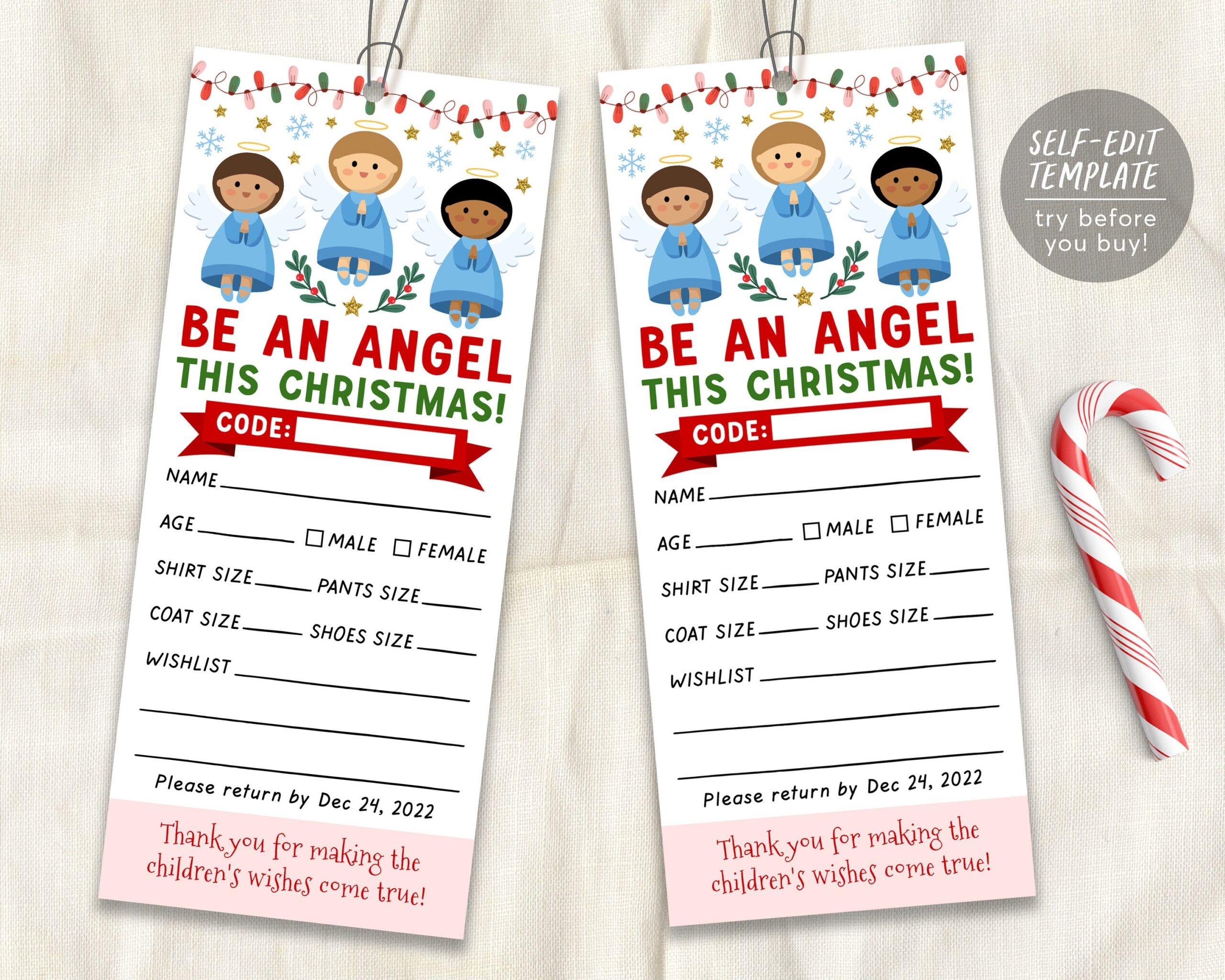 Free Printable Angel Tree Tags Templates