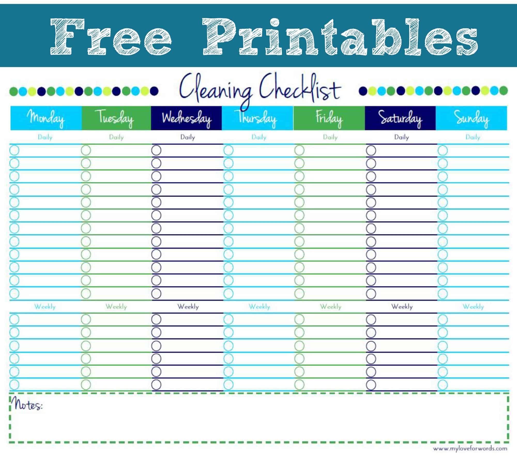 Free Printable Cleaning Schedule Templates
