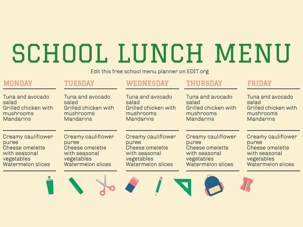 Create Free School Menus Online