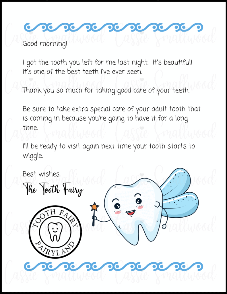 Templates Free Printable Tooth Fairy Letter