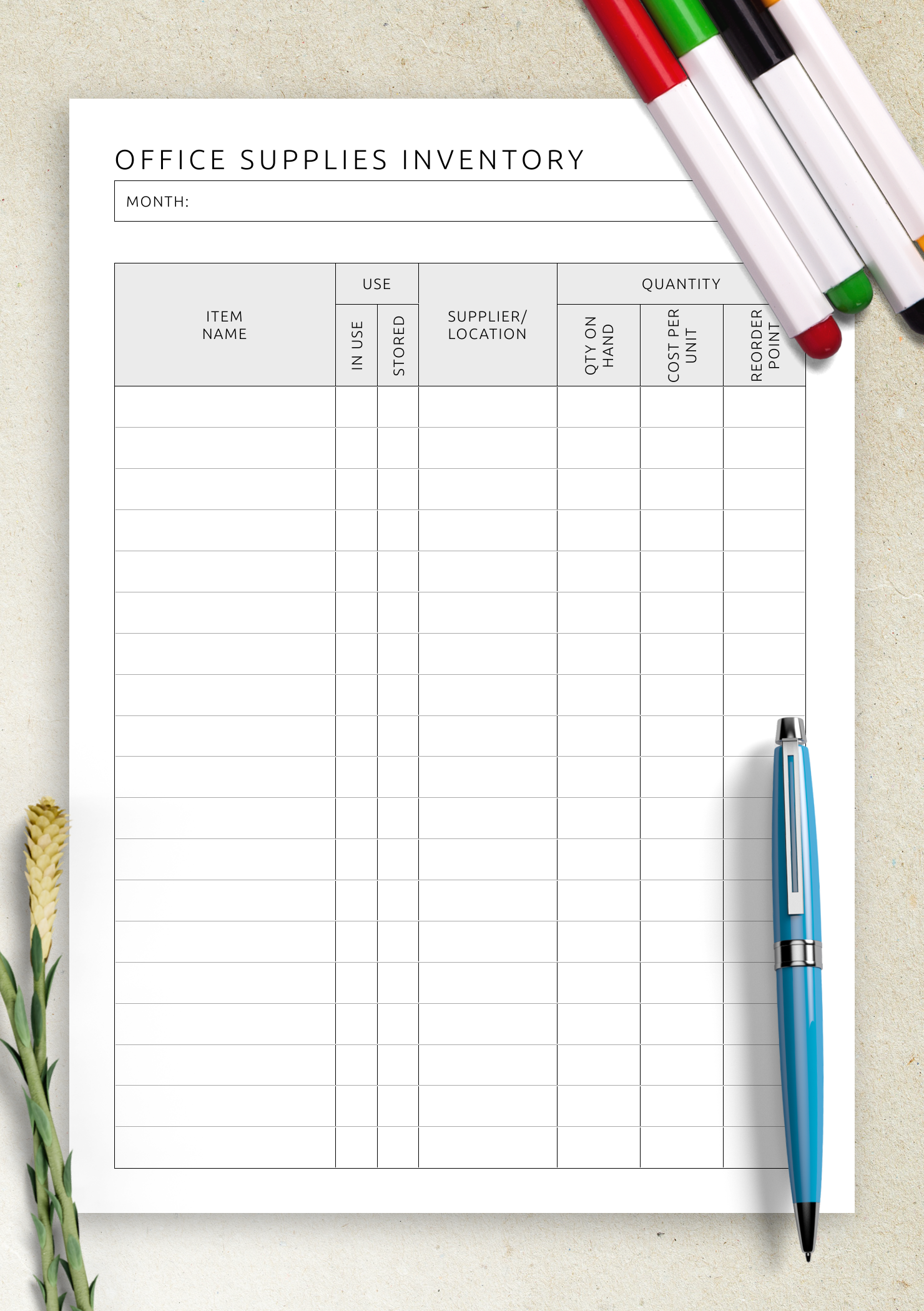 Printable Free Office Supply Inventory List Templates
