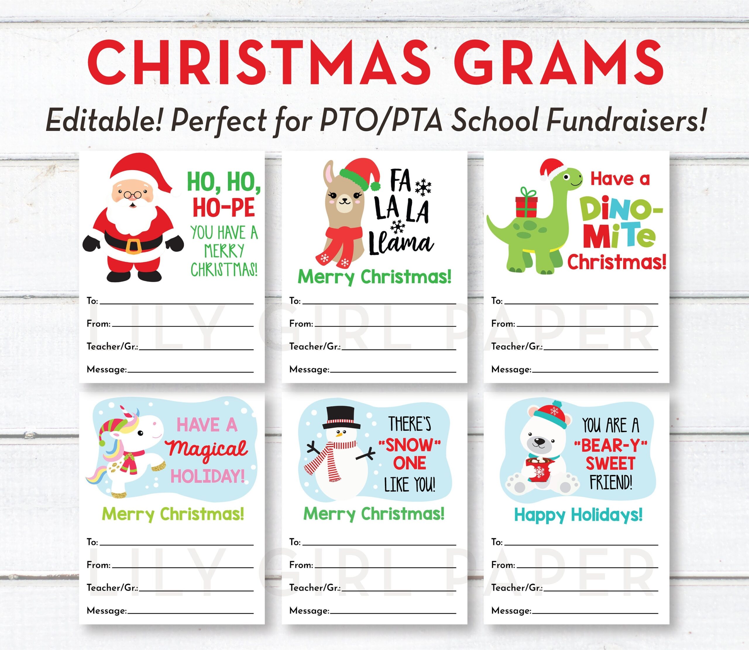 Editable Christmas Holiday Candy Grams INSTANT Download PTA PTO School Fundraiser Printable Christmas Holiday Messages For Students Etsy Israel