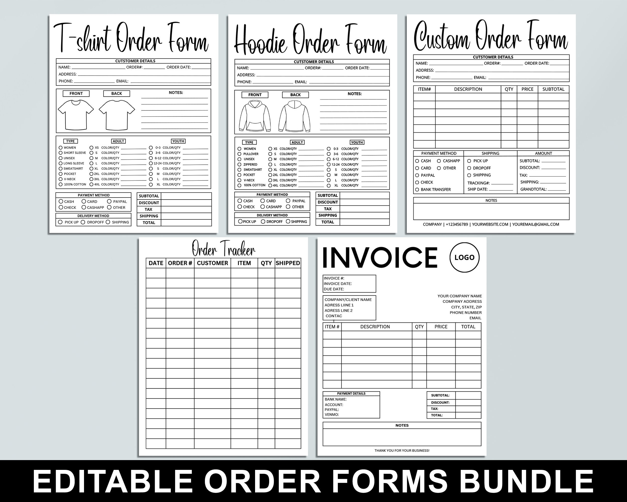 Custom Sweatshirt Order Form Templates Free Printable