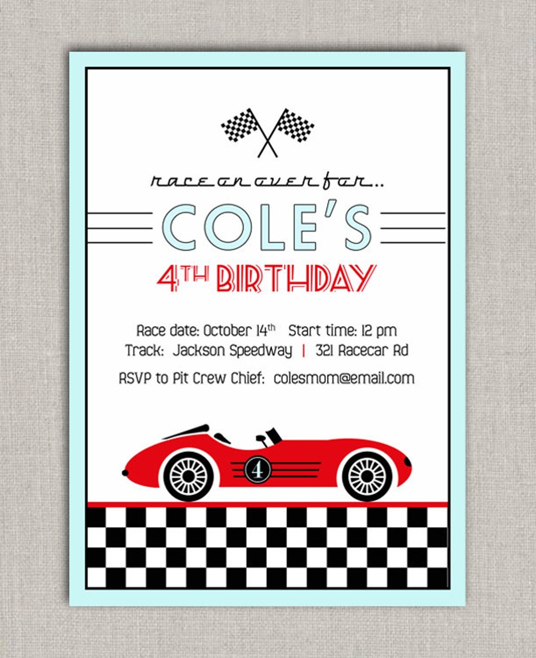 Printable Race Car Birthday Invitation Templates Free