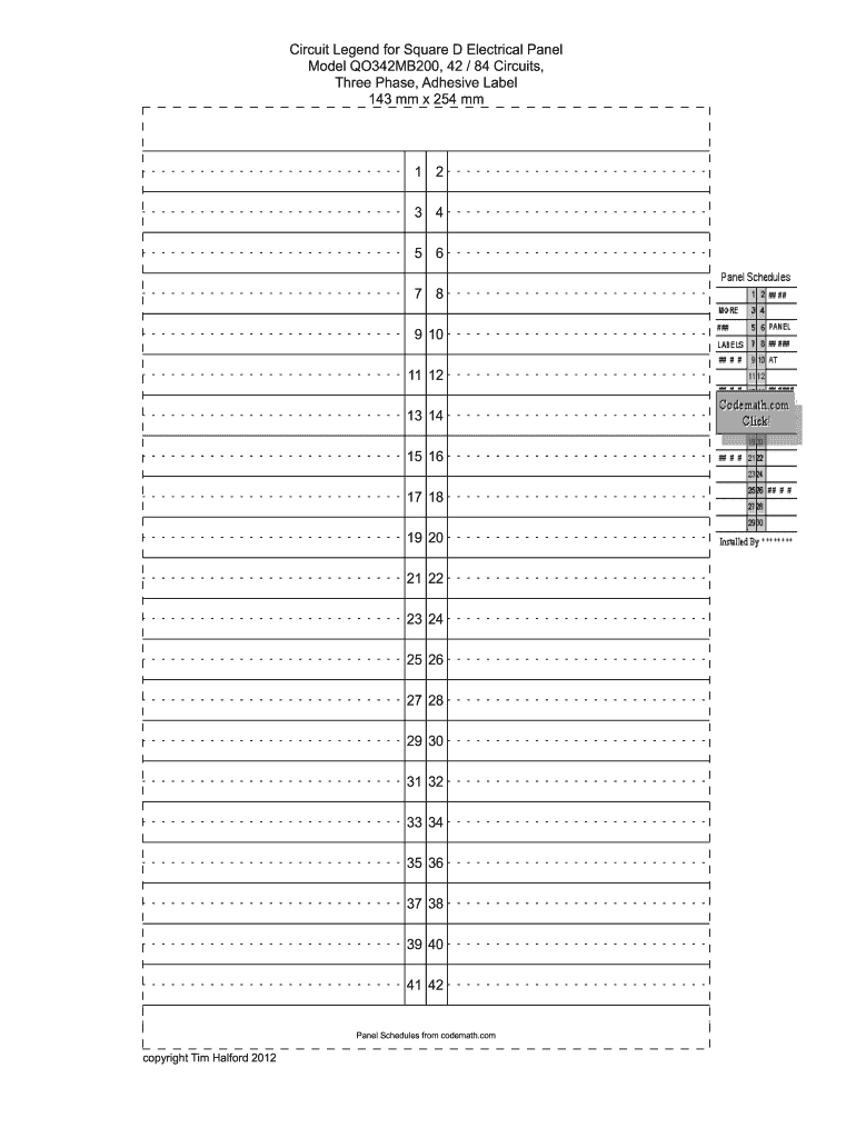 Printable Free Circuit Breaker Directory Templates