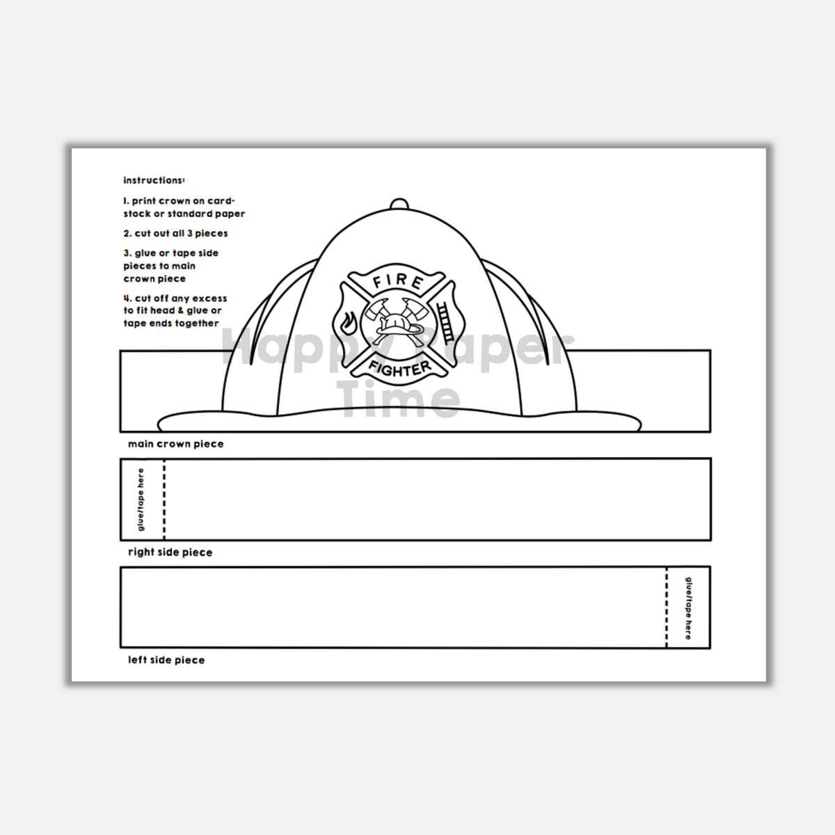 Free Printable Fireman Hat Templates