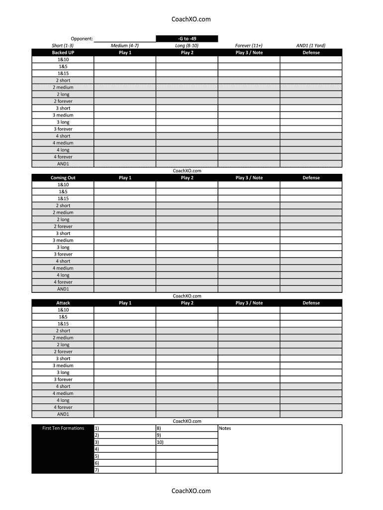 Football Play Sheets Fill Online Printable Fillable Blank PdfFiller