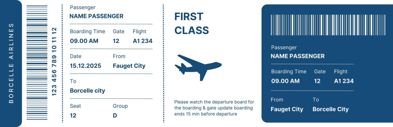 Printable Airline Ticket Templates Free