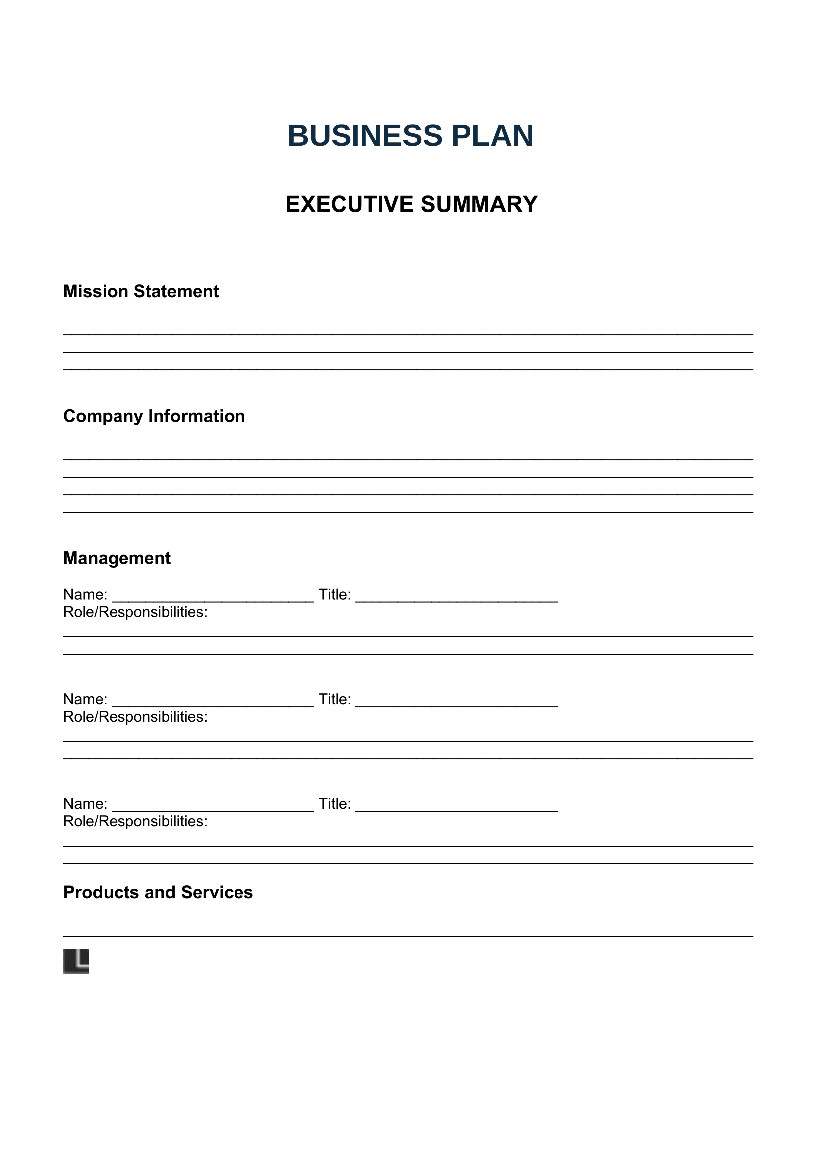 Free Printable Business Plan Templates