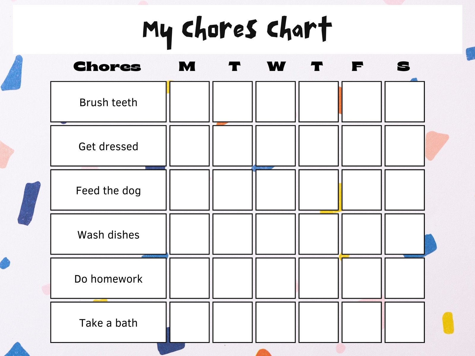 Free Printable Chore Chart Templates.