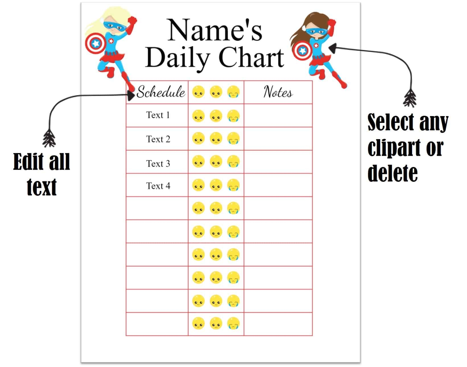 Free Printable Daily Behavior Chart Templates