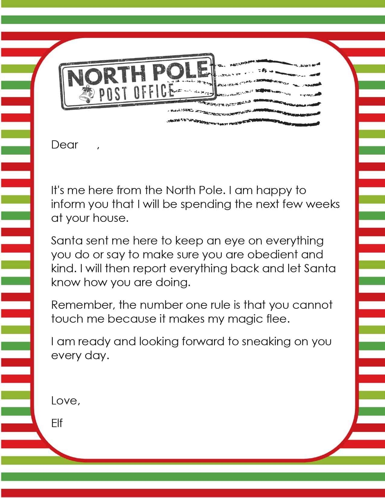Free Printable Editable Elf Letter Templates