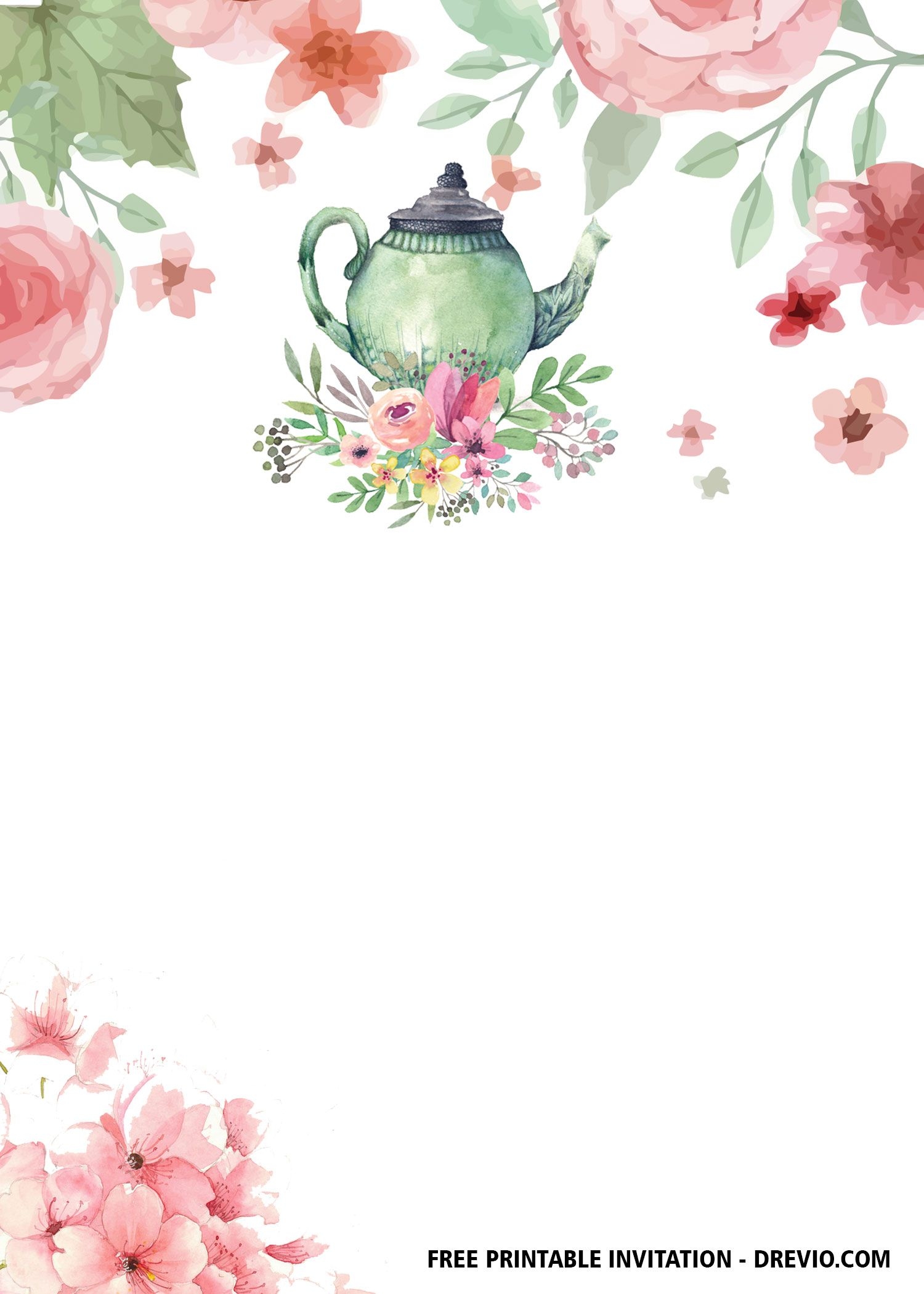 FREE Floral Tea Party Invitation Templates