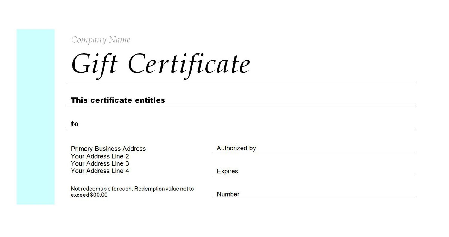 Free Printable Gift Certificate Templates Word