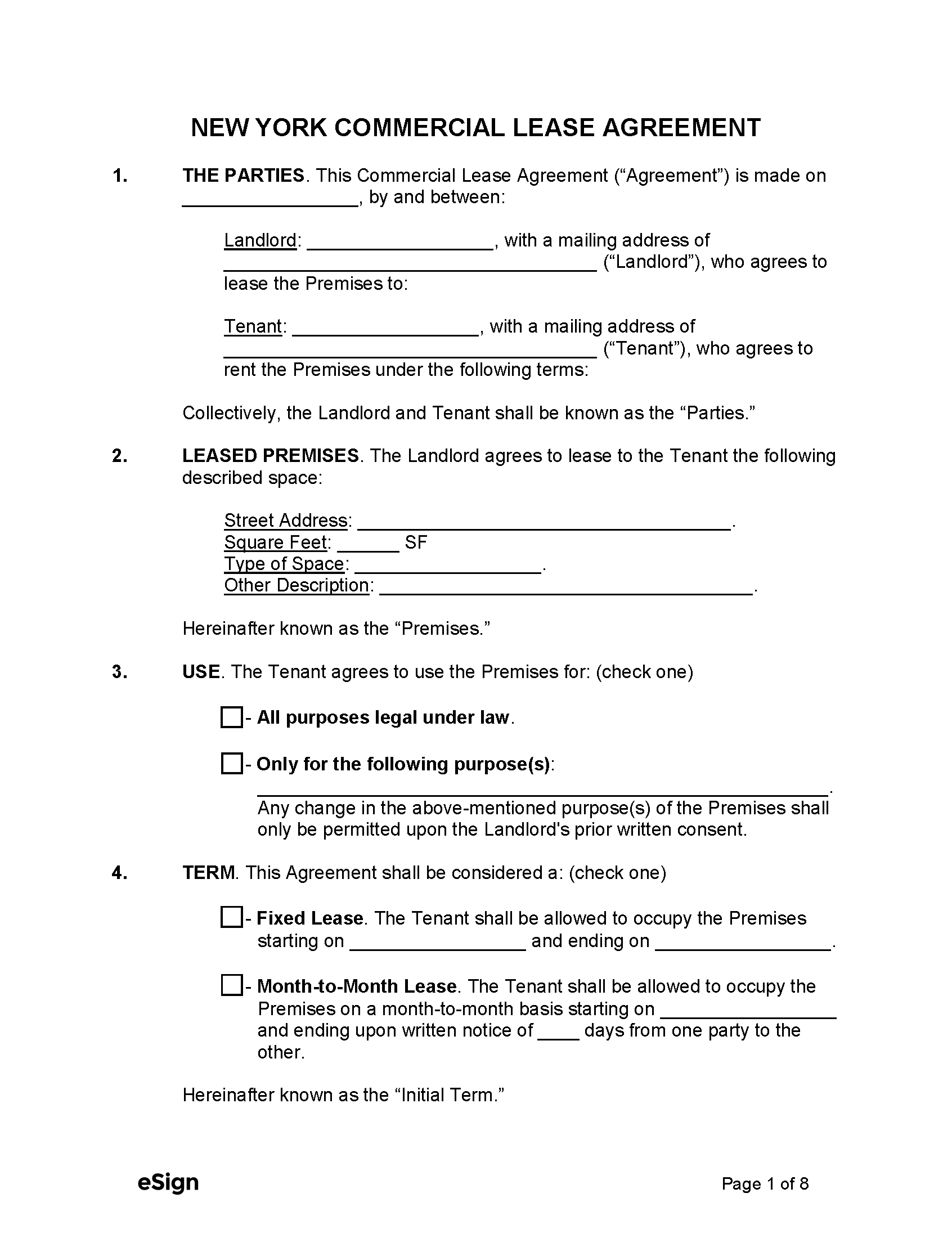 Free Printable Commercial Lease Agreement Templates
