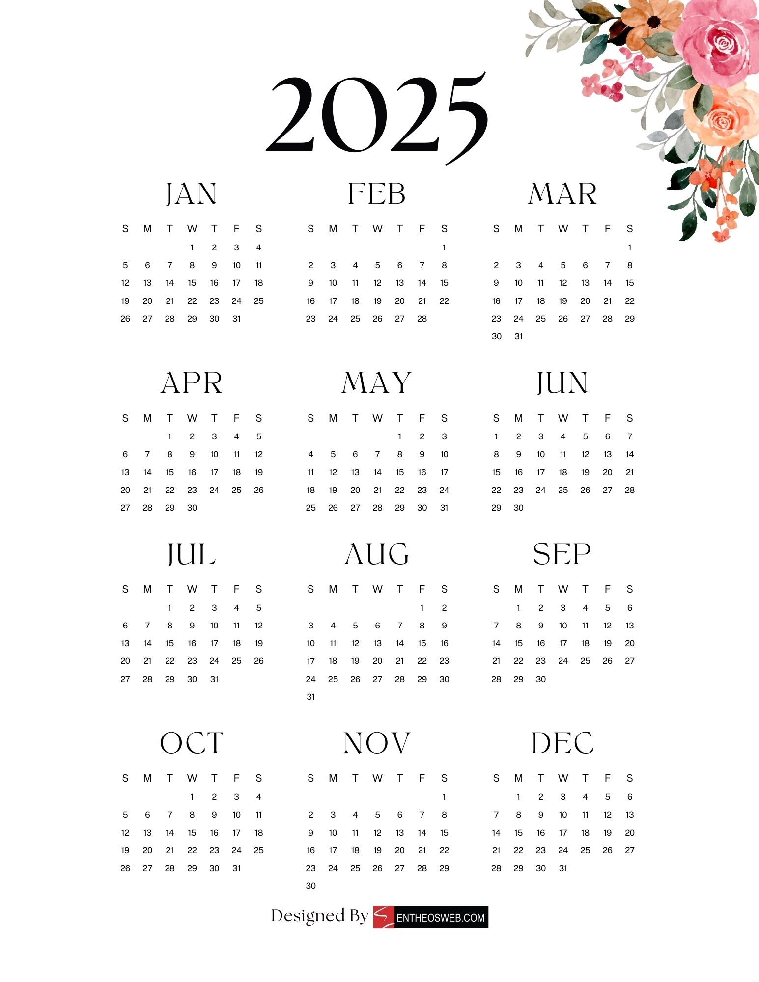 Free Printable 2025 Calendar Templates