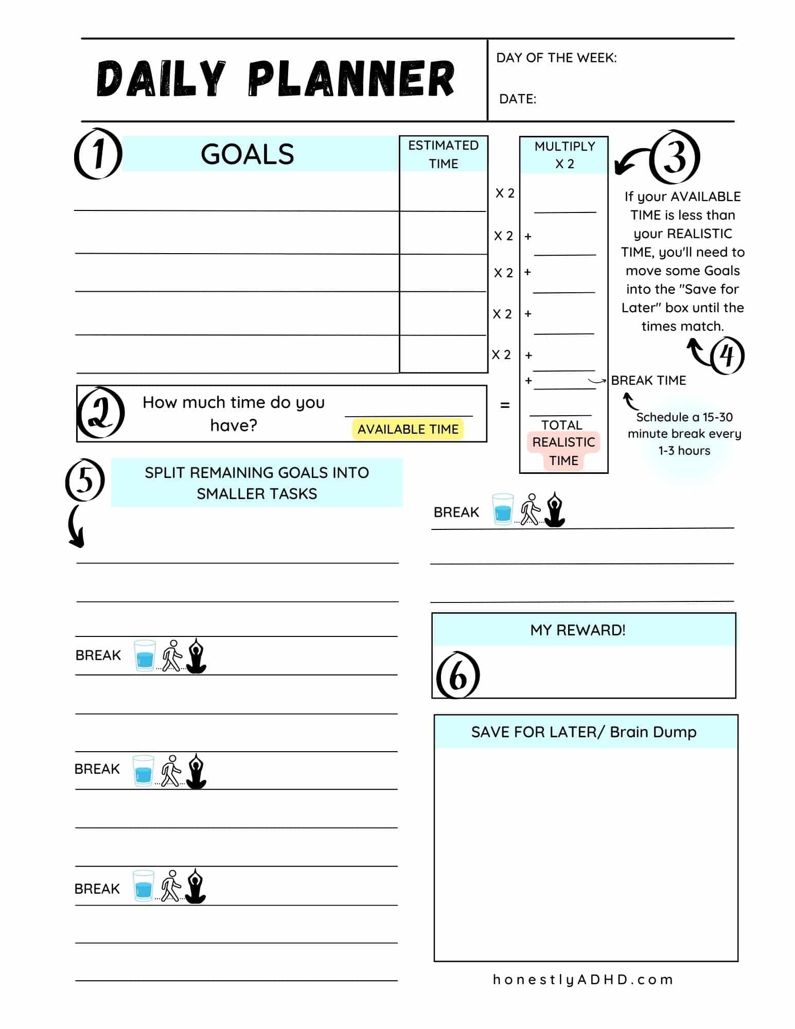 Free Printable ADHD Planner Honestly ADHD