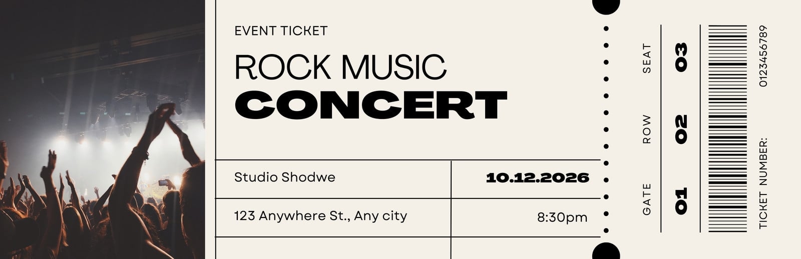 Free Printable Customizable Concert Ticket Templates Canva