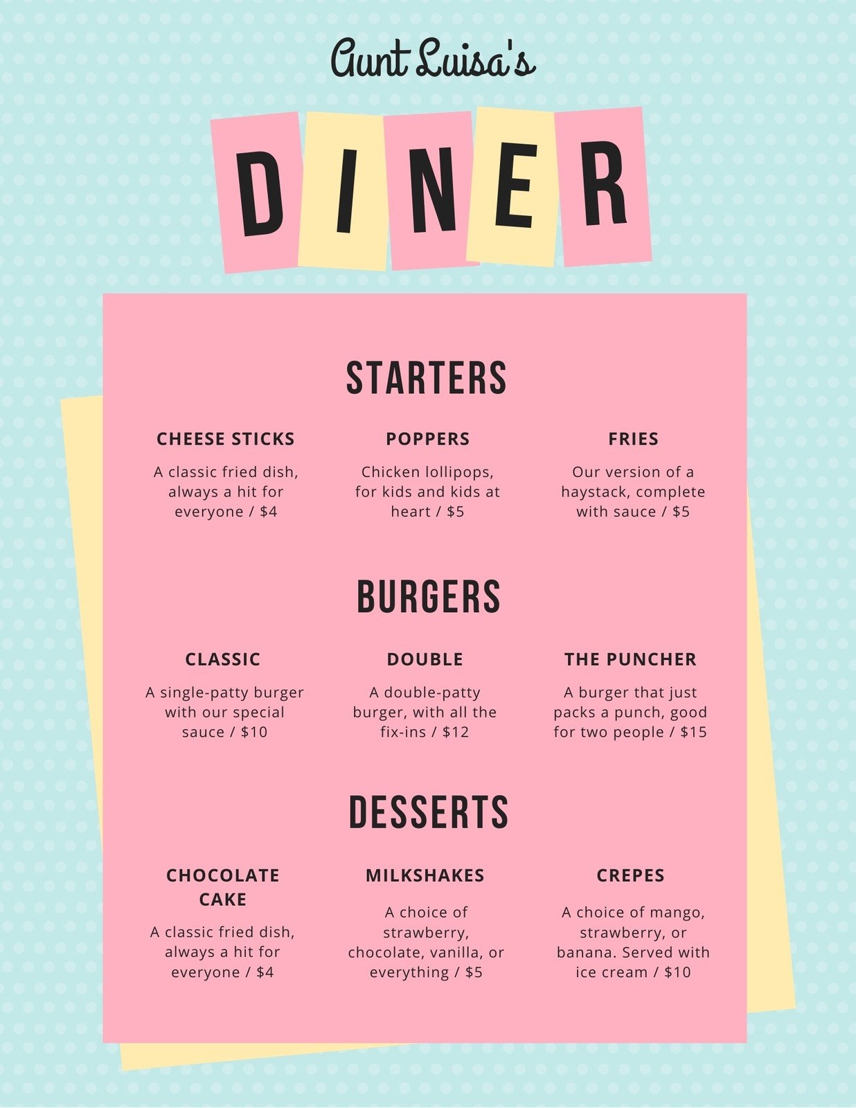 Free Printable School Lunch Menu Templates