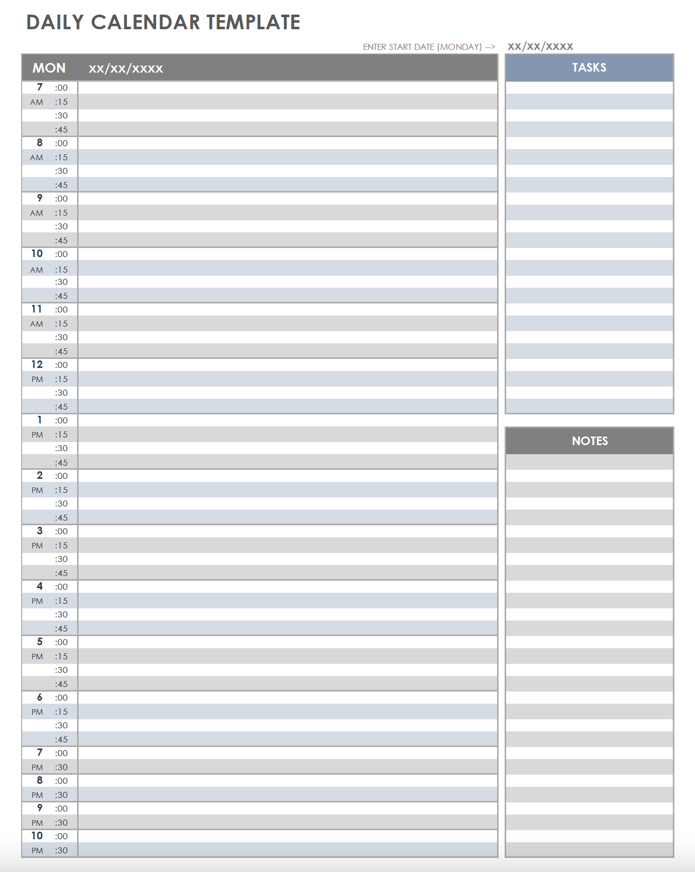 Daily Schedule Templates Printable Free