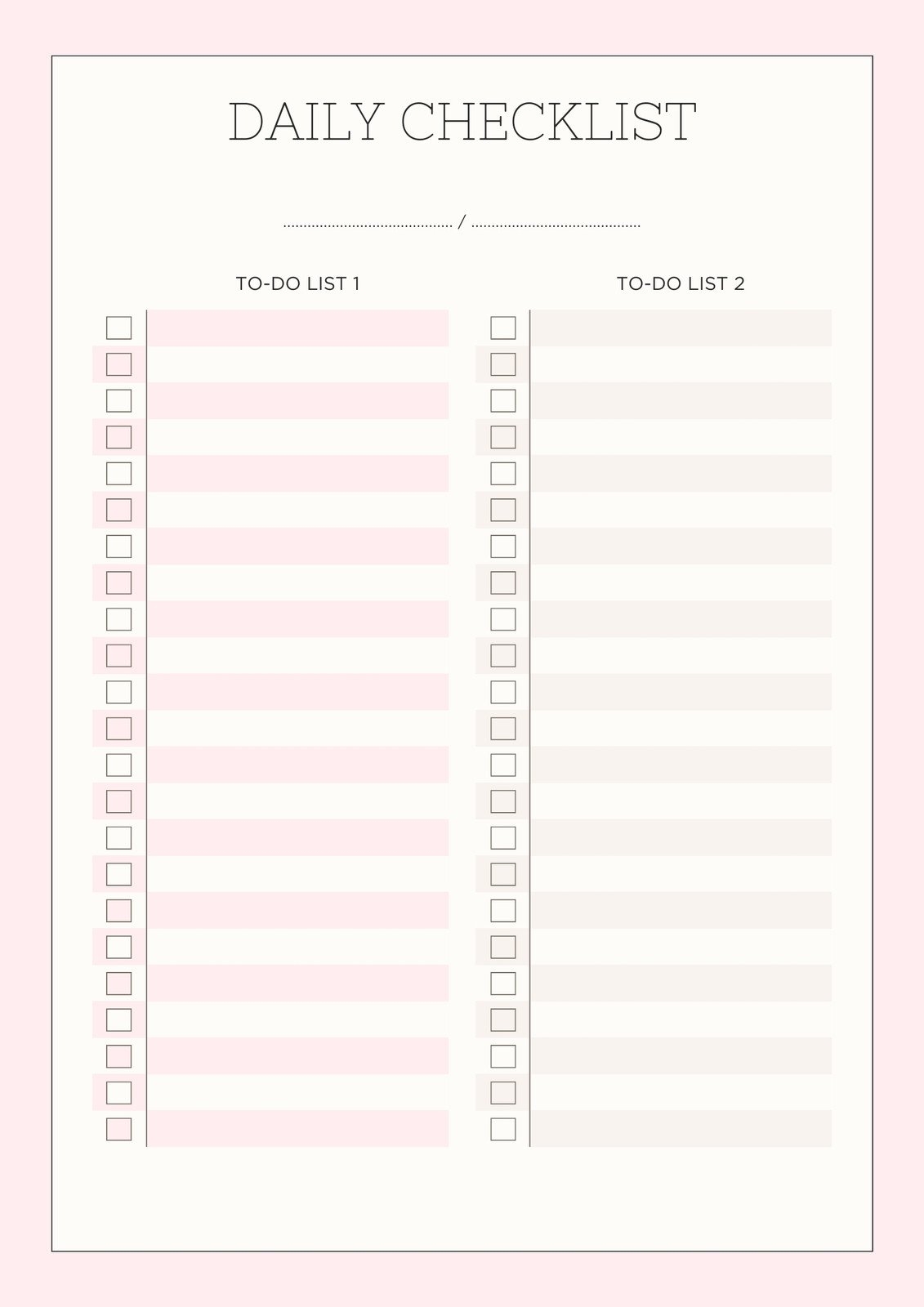 Free Printable Blank Checklist Templates