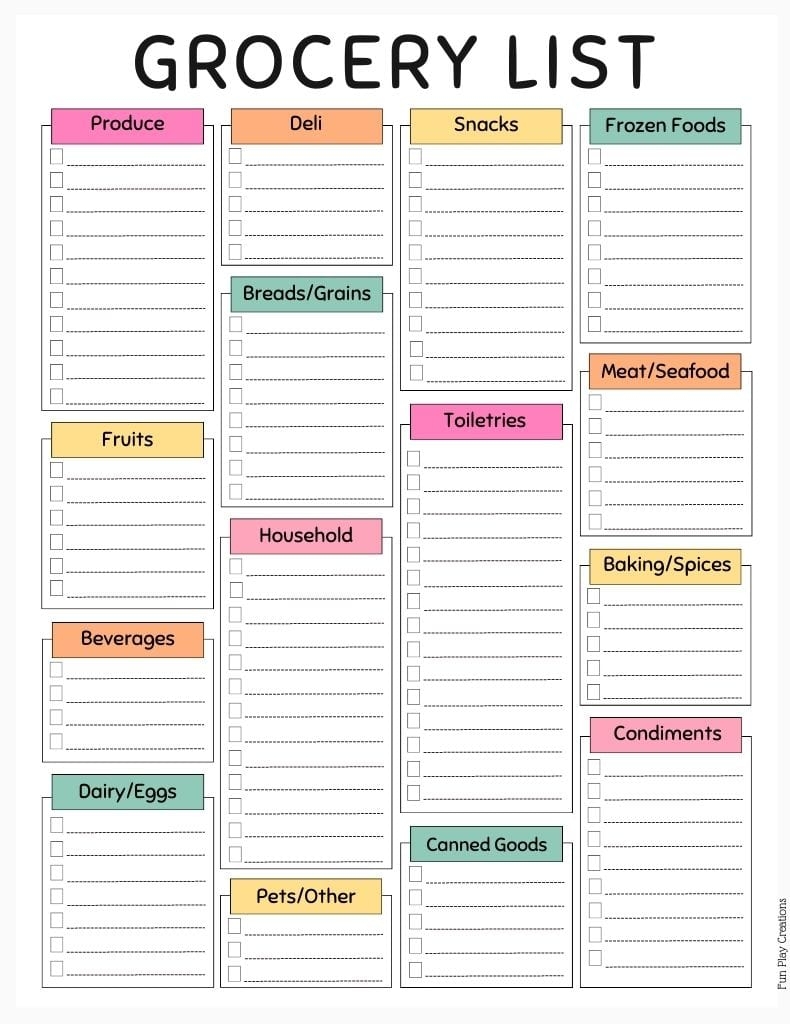Grocery List Free Printable Templates Grocery List Free Printable Templates