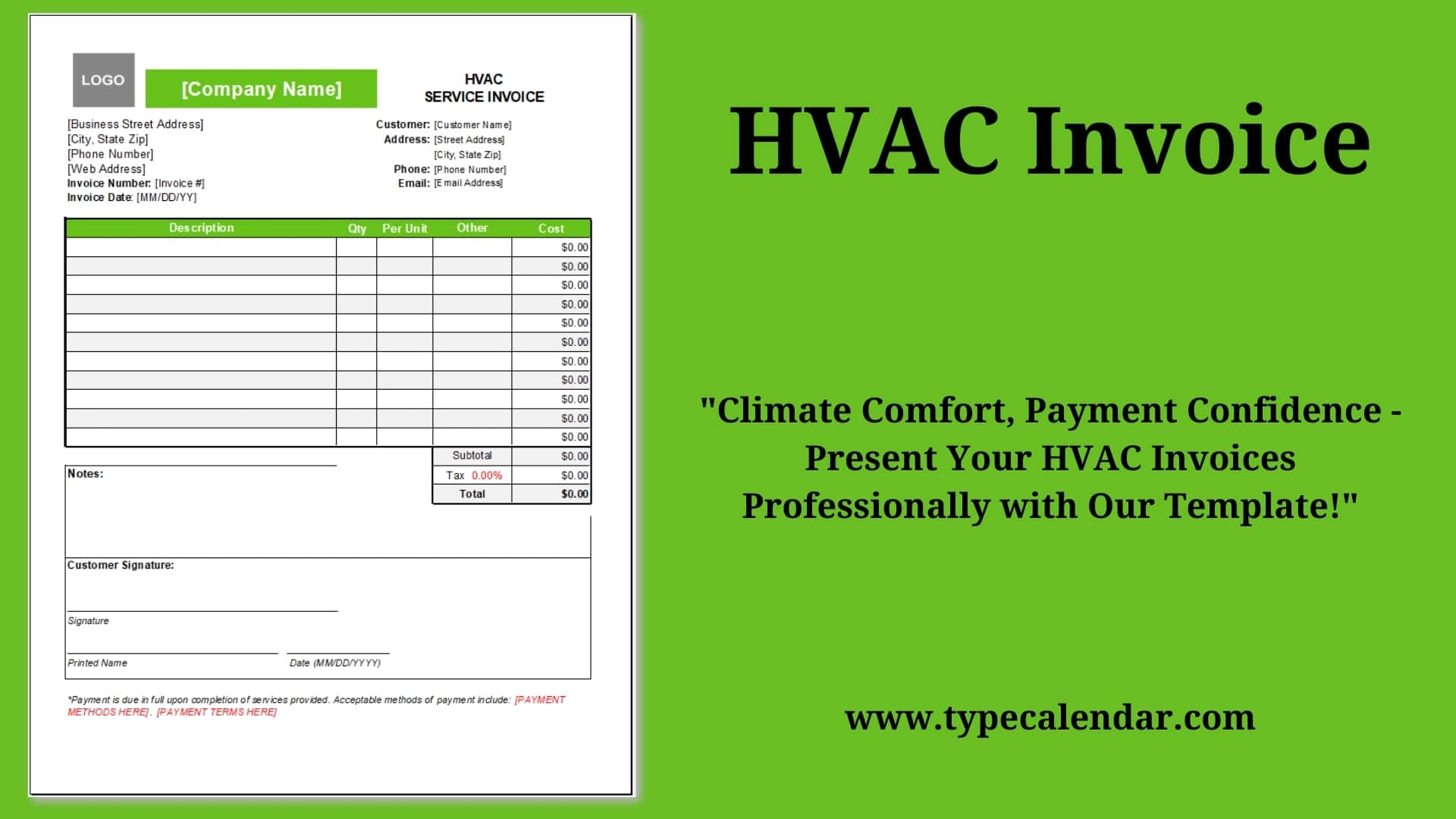 Free Printable Hvac Invoice Templates