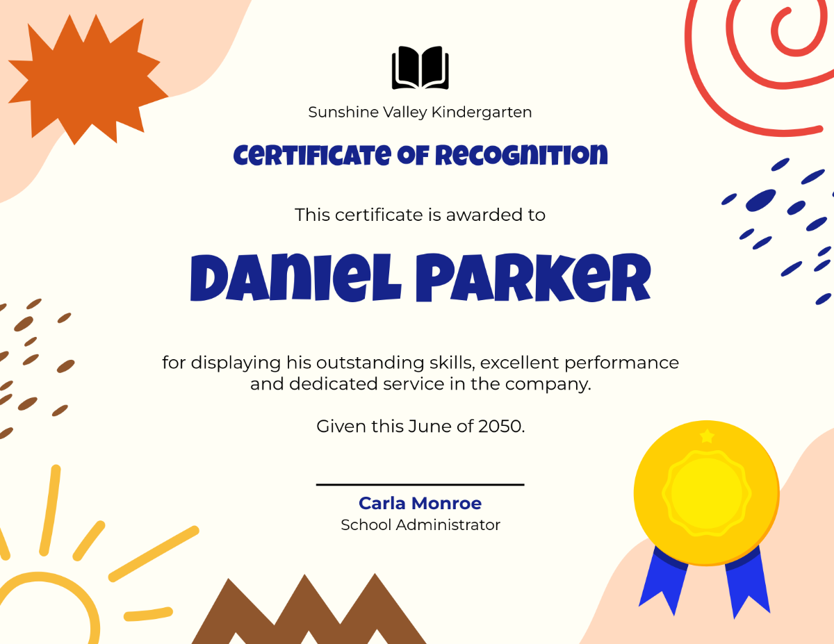 Editable Free Printable Kindergarten Certificate Templates