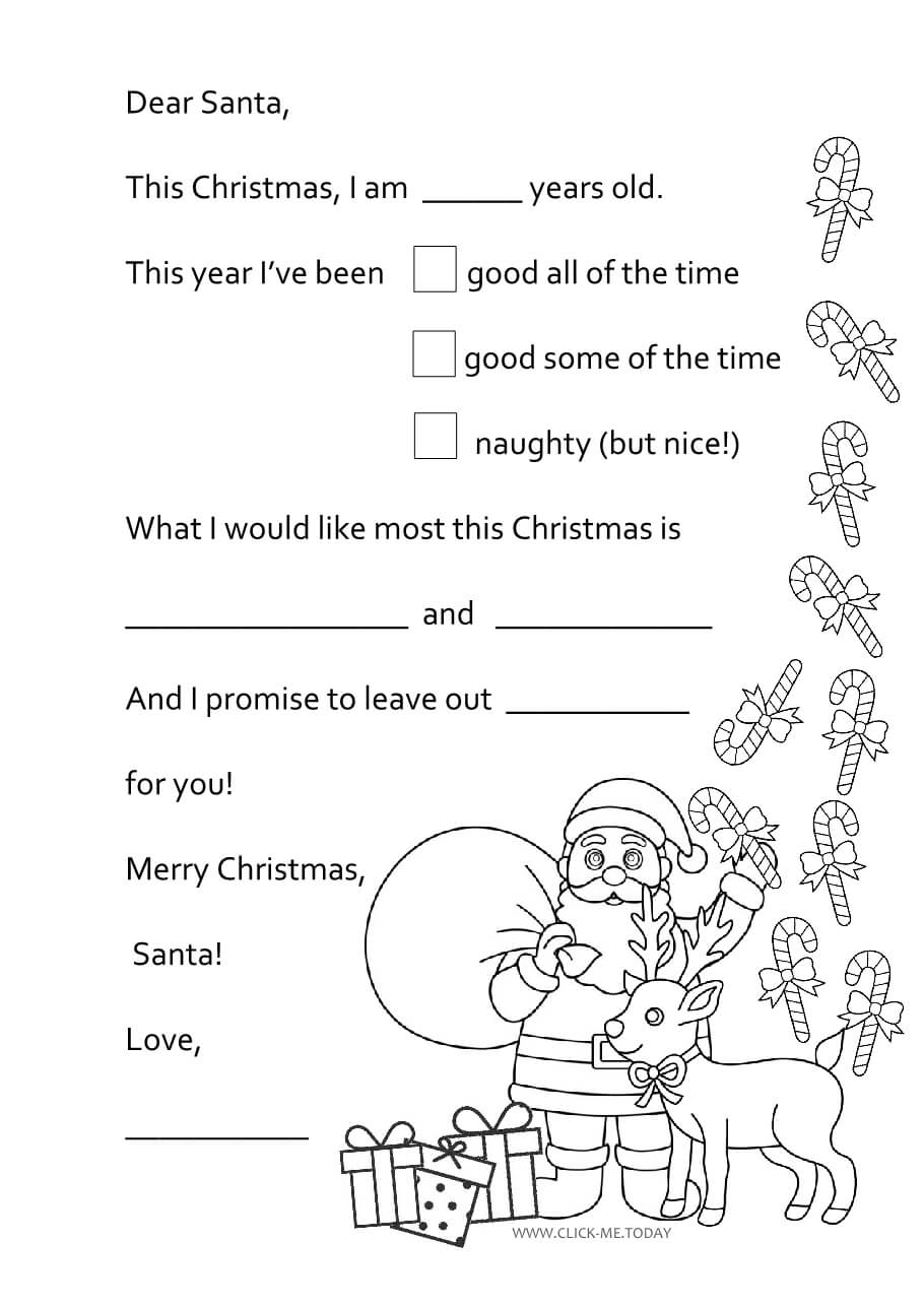 Free Printable Letter To Santa Templates Black And White