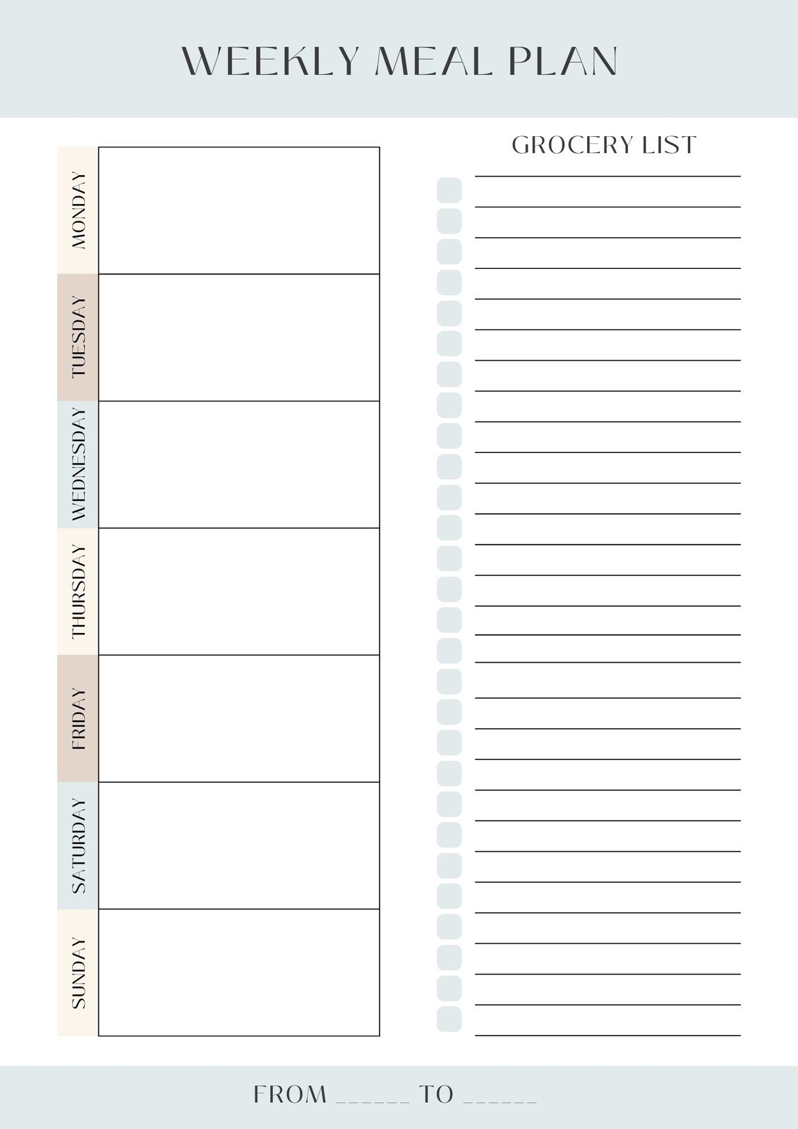 Free Printable Weekly Meal Plan Templates