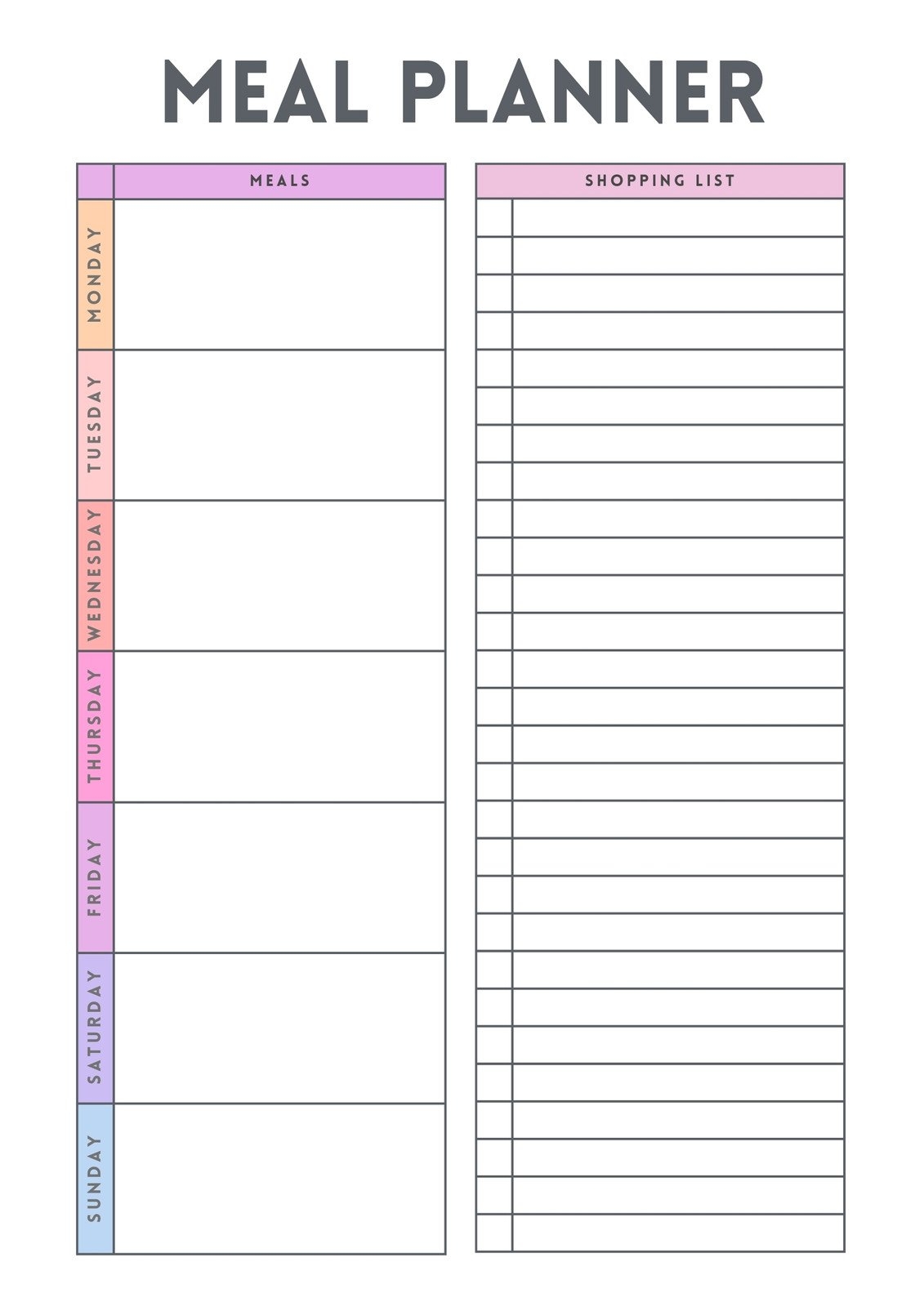 Free Printable Weekly Dinner Menu Templates
