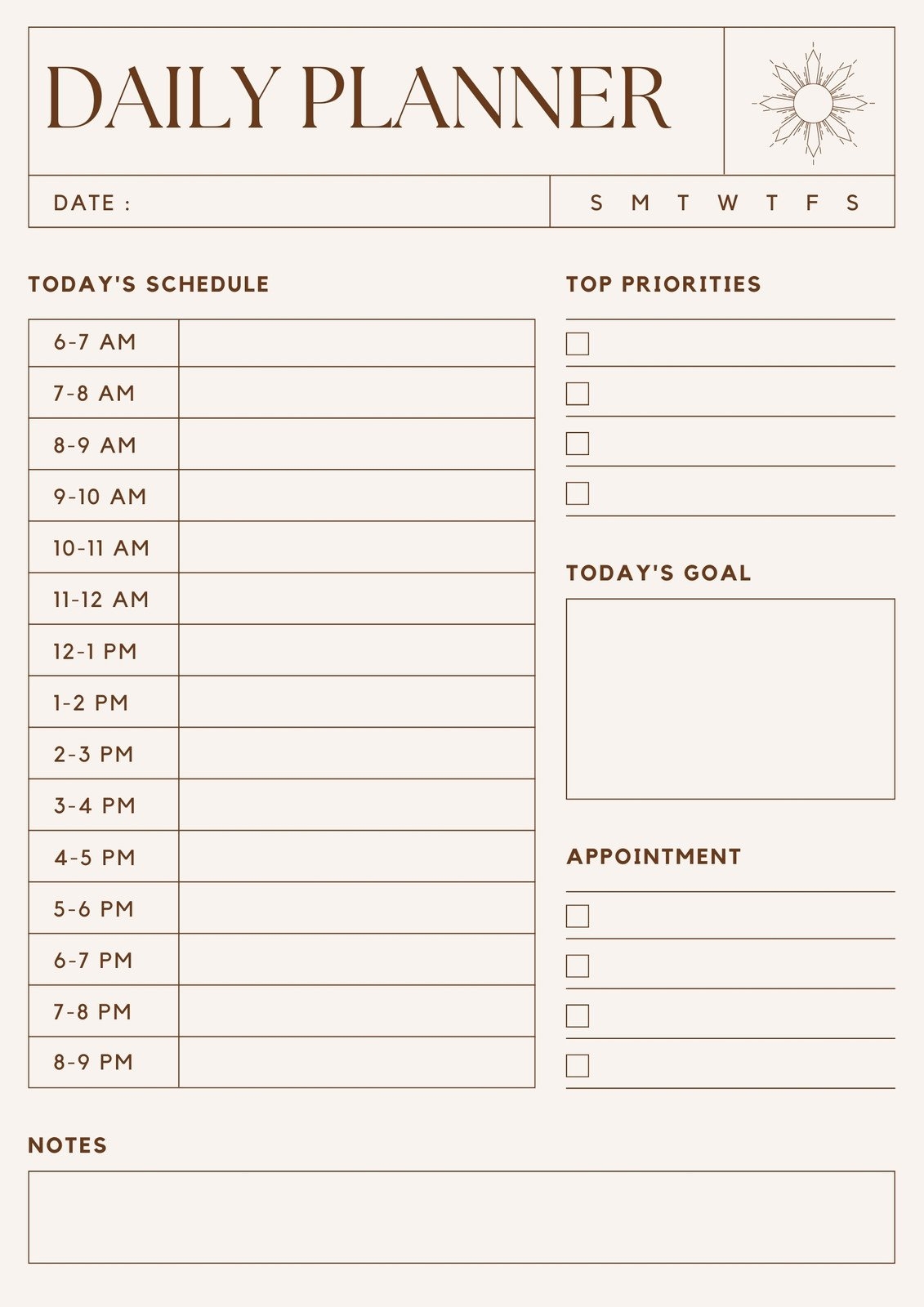 Daily Planner Templates Printable Free