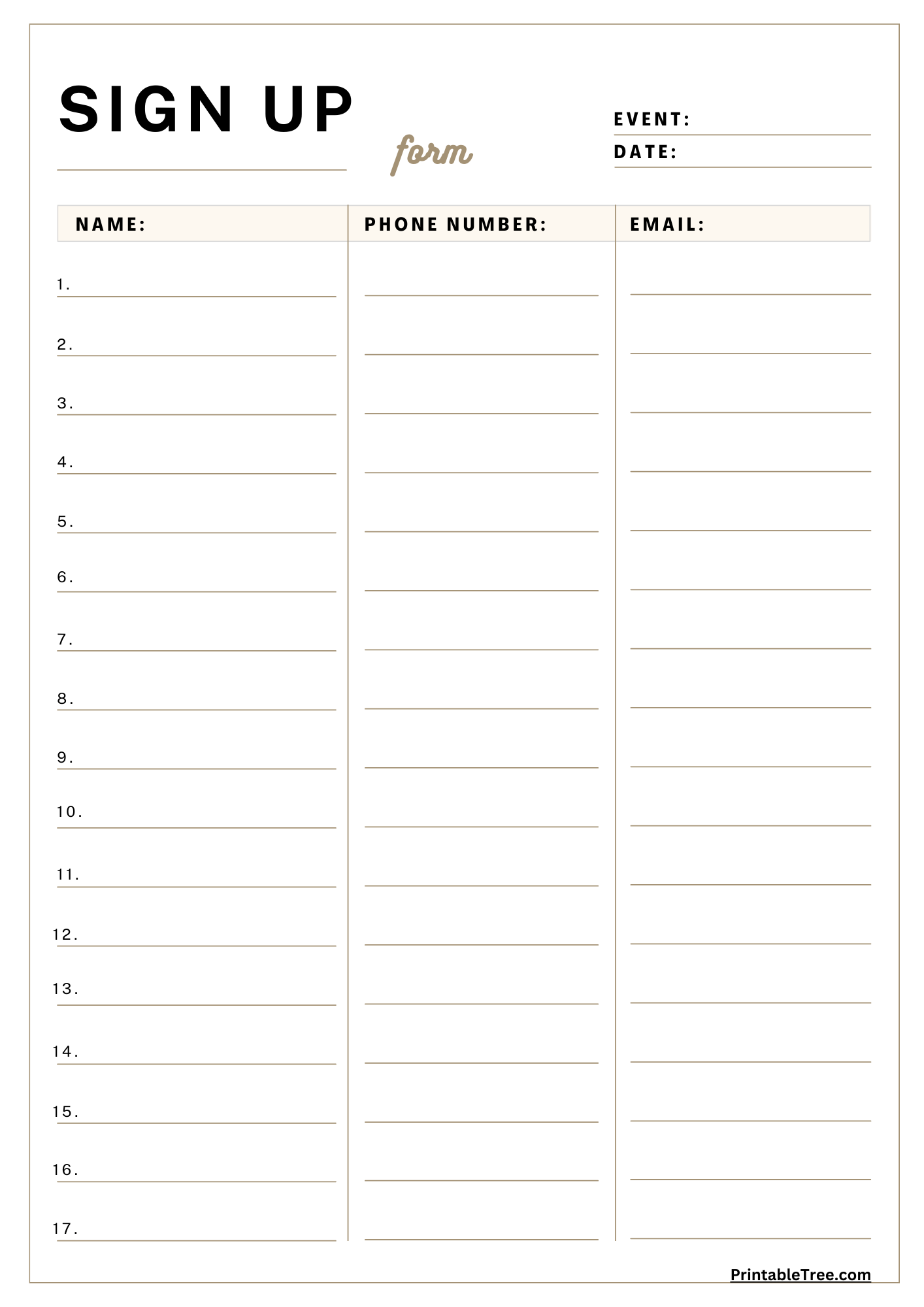 Sign In Sheet Templates Free Printable Sign In Sheet Templates Free Printable