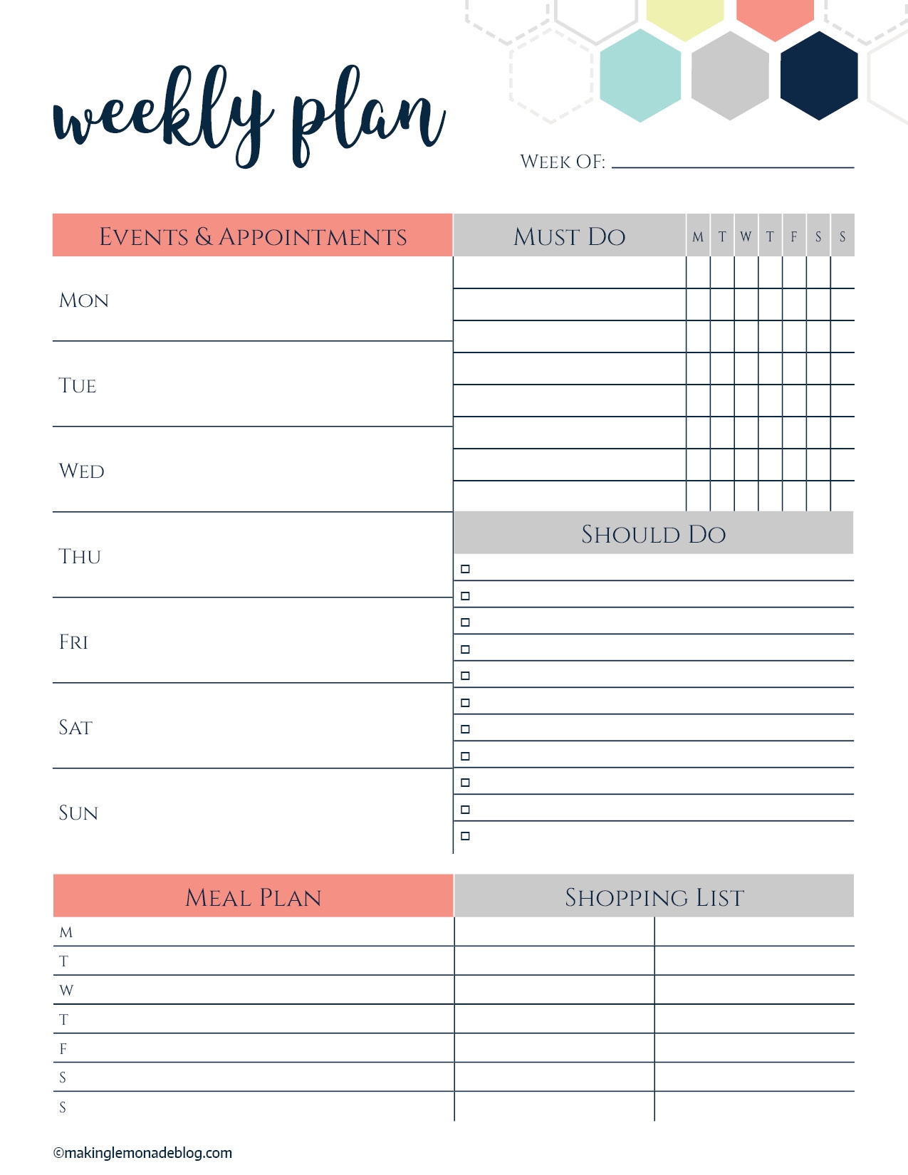 Free Printable Weekly Planner Templates