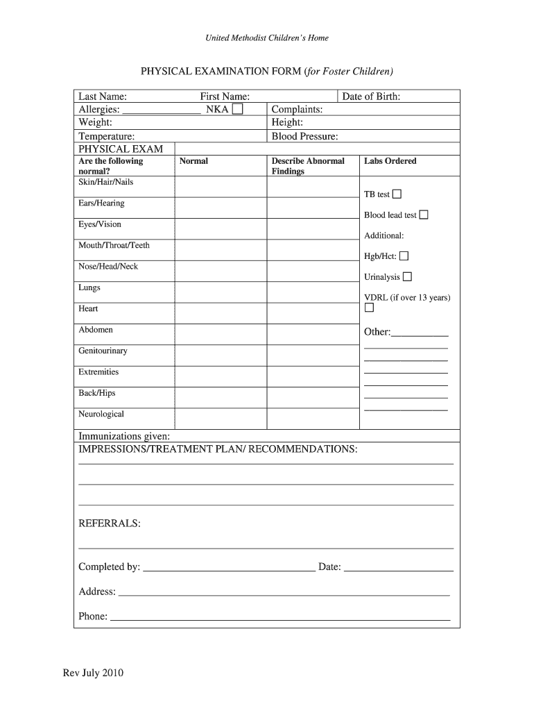 Free Printable Well Child Visit Template Fill Out Sign Online DocHub