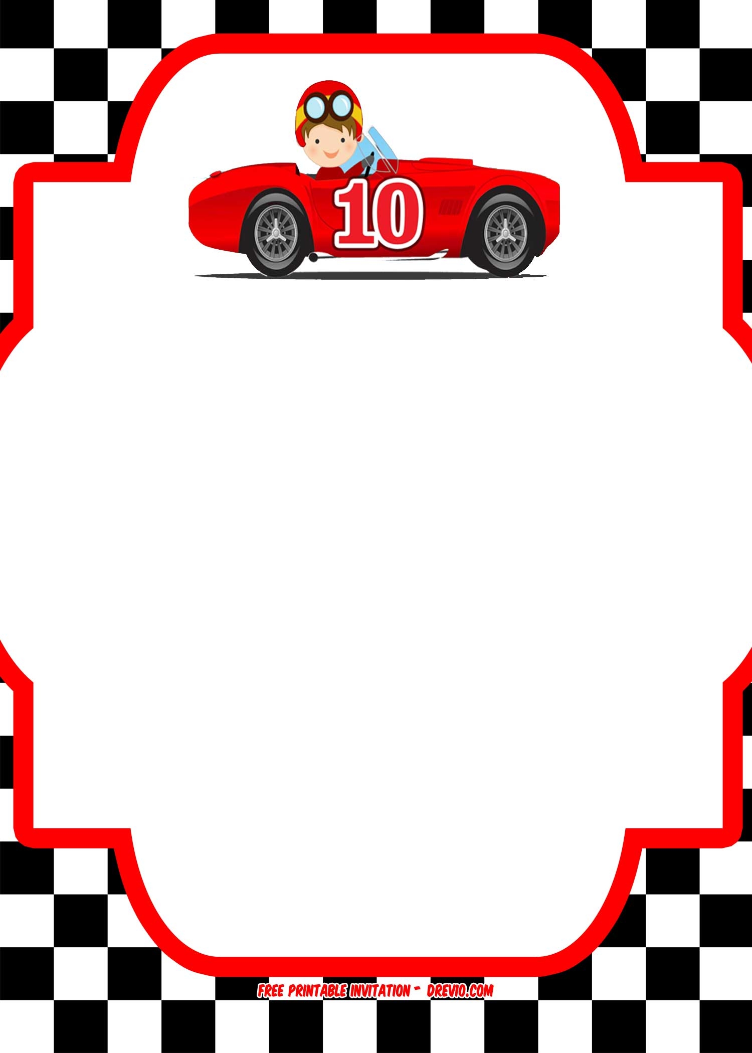 FREE Race Car Birthday Invitation Template Printable