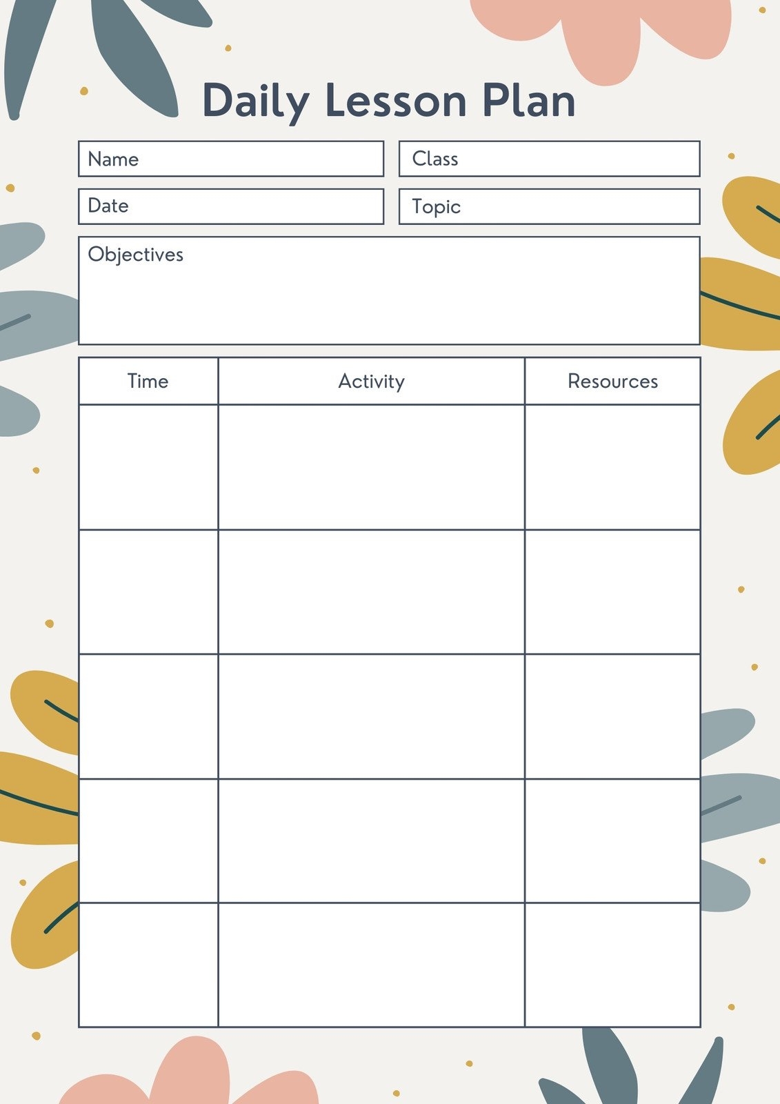 Free Printable Lesson Plan Templates Preschool