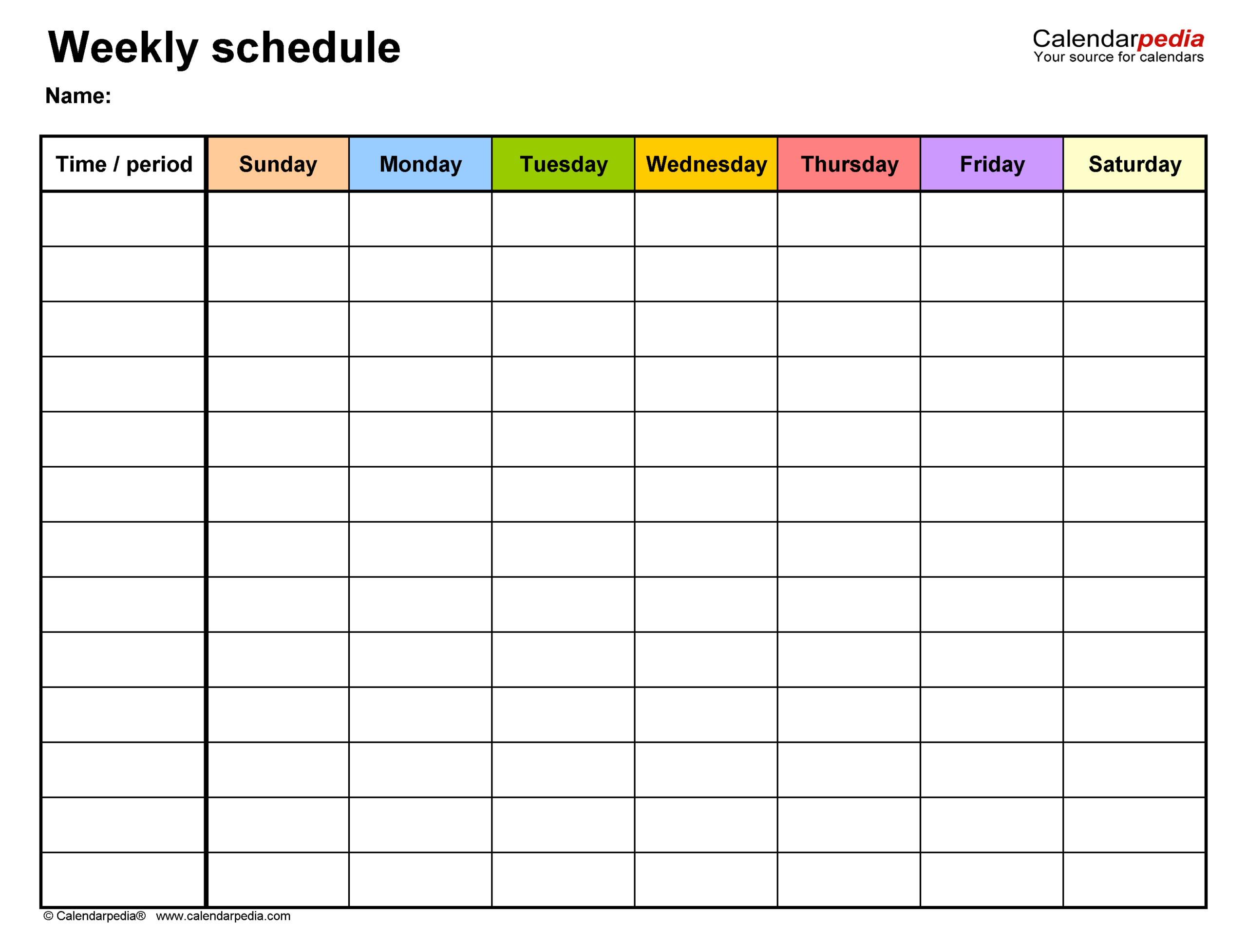 Weekly Schedule Templates Free Printable