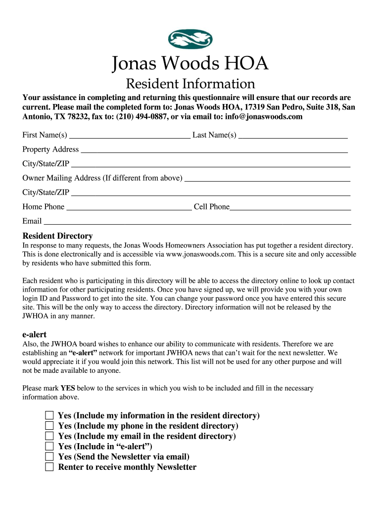 Hoa Forms Free Fill Out Sign Online DocHub