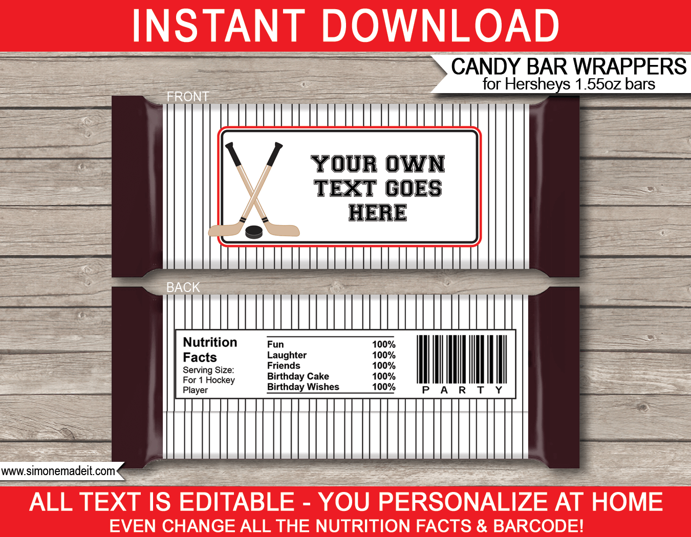 Free Printable 1.55 Oz Hershey Bar Wrapper Templates